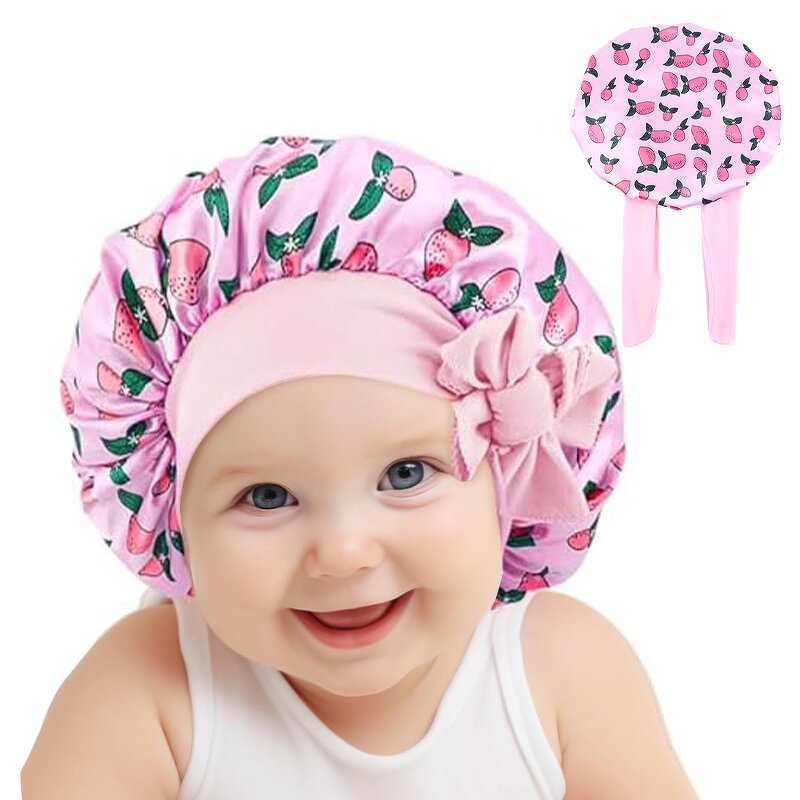 Hair Bonnet Supplier - Factory Vendor Kids Long Elastic Band Satin with Ties
