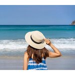 Straw Boater Hat Manufacturer - Women Fedora Panama Style Flat Top Ribbon