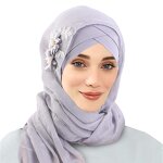 Muslim Hats Supplier - Luxury with Flower Accessories Ethnic Breathable Cotton