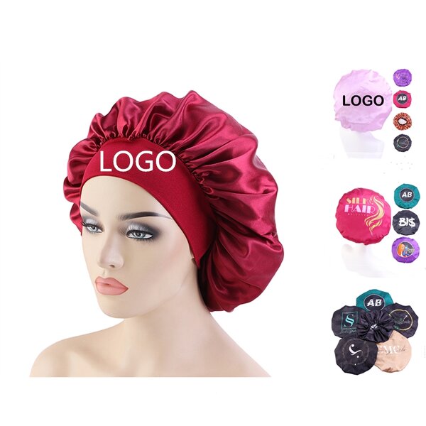 Sleep Hats Supplier - Custom Elastic Band Extra Size Satin Bonnets with Band