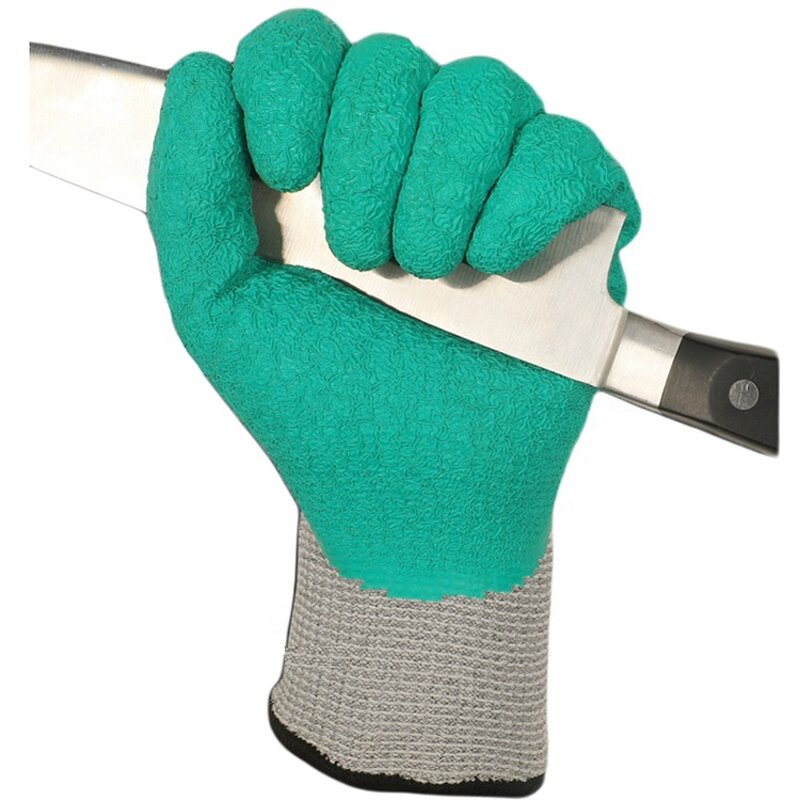 Cut-Proof Gloves Supplier - Wholesale Original with Wrinkle Latex Coating Grade 5