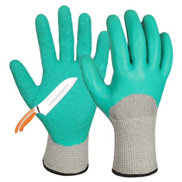 Work Gloves Manufacturer - High Quality Anti-Cut Pleated Latex Coated HPPE
