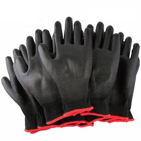 Safety Gloves Supplier - High Quality 13-Needle Black PU Palm Excellent Grip