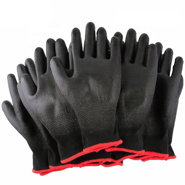 Safety Gloves Supplier - High Quality 13-Needle Black PU Palm Excellent Grip