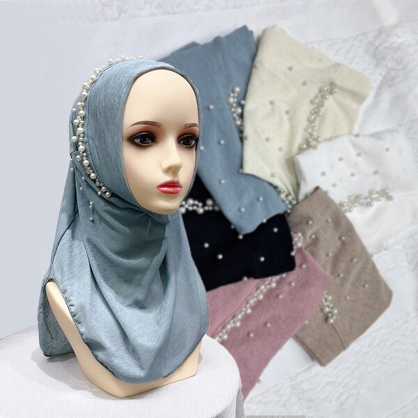 Nail Bead Headscarf Manufacturer - OEM/ODM 2025 New Shawl Elastic Solid Color Ethnic Pullover