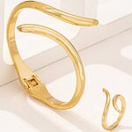 Bracelet Ring Set Manufacturer - OEM/ODM New Alloy Gold Color Geometry Hollow Open
