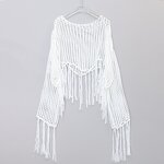 Hollowed Out Top Factory - OEM/ODM Short Knitted Tassel Long Sleeved Loose Bikini Mesh Cover