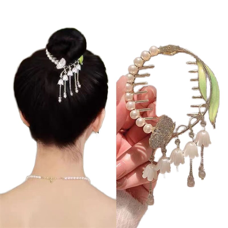 Hair Claw Manufacturer - OEM/ODM Alloy Women Elegant Crystal Rhinestone Flower Ponytail Button