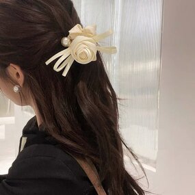 Hair Tie Factory - OEM/ODM French Retro Rose Large Intestine Bow Peal Scrunchies