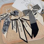 Hair Band Manufacturer - OEM/ODM Women Bow Knot Scrunchies Elastic Pearls Ponytail Holder