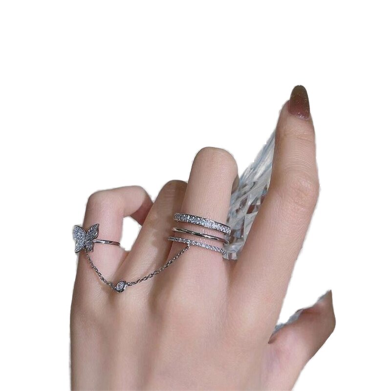 Diamond Ring Factory - OEM/ODM Women's Fashionable butterfly Tassel Niche Design Super Ins Sparkling