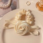 Hair Tie Factory - OEM/ODM French Retro Rose Large Intestine Bow Peal Scrunchies