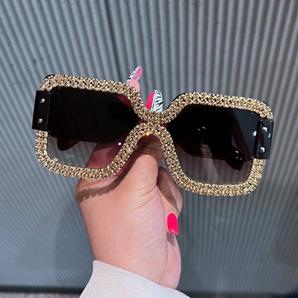 Frameless Sunglasses Manufacturer - OEM/ODM European American One-piece Fashionable square with Diamond