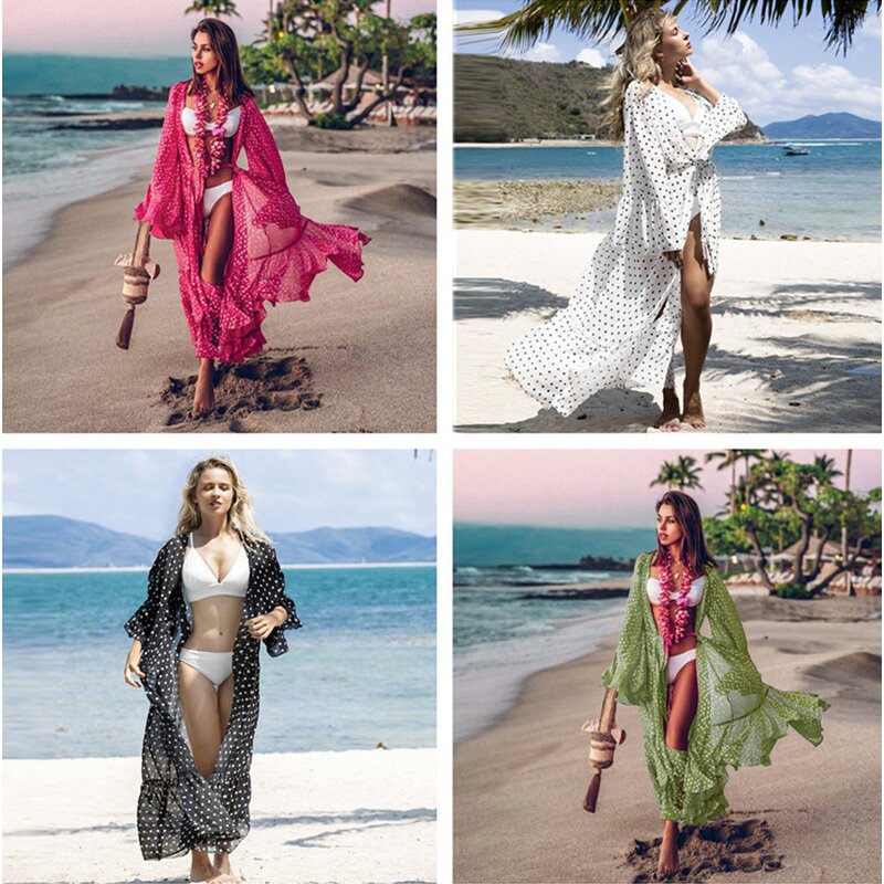 Beach Cover Skirt Manufacturer - OEM/ODM European American Chiffon Trumpet Sleeve Vacation Sunscreen