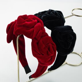 Headband Manufacturer - OEM/ODM Creative Korean Multi-Layered Velvet Floral Large Flower
