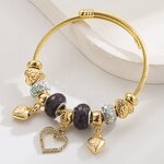 Charm Bracelet Factory - OEM/ODM 2025 Stainless Steel Gold Crystal Adjustable Cuff Bangle