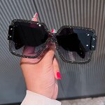 Frameless Sunglasses Manufacturer - OEM/ODM European American One-piece Fashionable square with Diamond