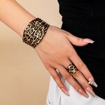 Open Bracelet Set Manufacturer - OEM/ODM Exaggerated Metal Wide Leopard Print Ring Gold