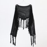 Hollowed Out Top Factory - OEM/ODM Short Knitted Tassel Long Sleeved Loose Bikini Mesh Cover
