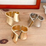 Bangle Manufacturer - OEM/ODM Women's Wide Personality Gold Plated Opening Alloy Geometric