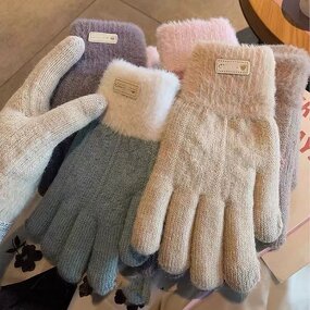 Korean Style Gloves Factory - OEM/ODM Warm Touch Screen Knitted Plus Velvet Thickened Student