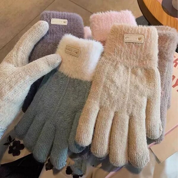 Korean Style Gloves Factory - OEM/ODM Warm Touch Screen Knitted Plus Velvet Thickened Student