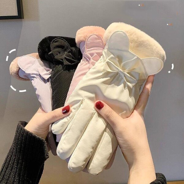 Winter Gloves Factory - OEM/ODM Wholesale Ladies Warm Plush Lining with Bow for Cycling