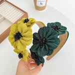 Headpiece Factory - OEM/ODM European American Exaggerated Side Pearl Flower Wide Edge