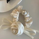 Hair Tie Factory - OEM/ODM French Retro Rose Large Intestine Bow Peal Scrunchies