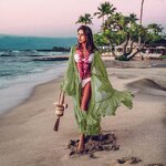 Beach Cover Skirt Manufacturer - OEM/ODM European American Chiffon Trumpet Sleeve Vacation Sunscreen