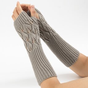 Fingerless Gloves Factory - OEM/ODM Fashion New Hollow Out Leaves Knitted Wrist Arm