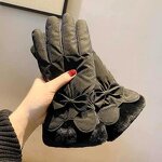 Winter Gloves Factory - OEM/ODM Wholesale Ladies Warm Plush Lining with Bow for Cycling