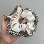 Headband Factory - OEM/ODM French High-end Satin Retro Pearl Crystal Edge Large Intestine