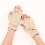 Ladies Gloves Factory - OEM/ODM 2025 Winter Fingers Ribbed Cover Flap Warm Knitted Women