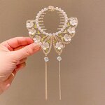 Hair Claw Manufacturer - OEM/ODM Alloy Women Elegant Crystal Rhinestone Flower Ponytail Button