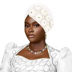 Bonnet Manufacturer - OEM/ODM Nigerian Turban Hat African Flower Designs Crystal Polyester