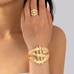 Open Bracelet Factory - OEM/ODM Punk Hip Hop Dollar Sign Ring Set Exaggerated Personality