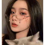 Chain Eyeglass Frame Factory - OEM/ODM Female Retro Lensless Half Frame Decorative Curved Mirror