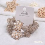 Pearl Hair Rope Manufacturer - OEM/ODM Fashion 2-Piece Set Light Luxury Flower Card Hair Ties