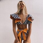 Swimwear Manufacturer - OEM/ODM Flower Fruit Printed Women Sexy High Waist Two Piece Ruffle