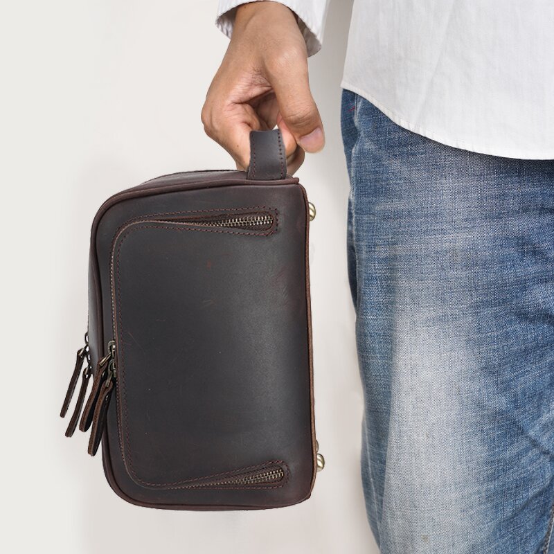 Leather Toiletry Bag Supplier - High Quality Wholesale Vintage Design Crazy Horse