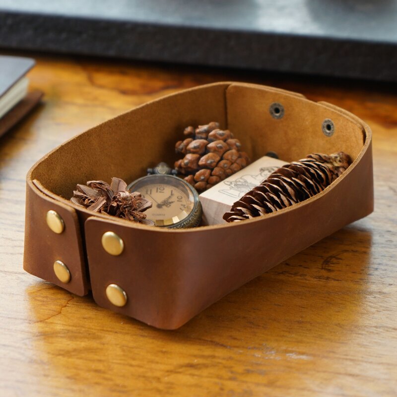 Leather Tray Box Supplier - Hot Sale Full Grain Crazy Horse Luxury Organizer