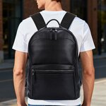 Leather Backpack Manufacturer - New Arrival Black Full Grain Cow Real Laptop