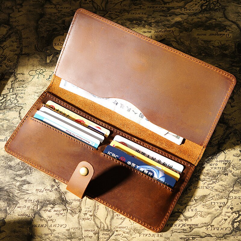 Leather Checkbook Wallet Manufacturer - Custom Vintage Crazy Horse Genuine with