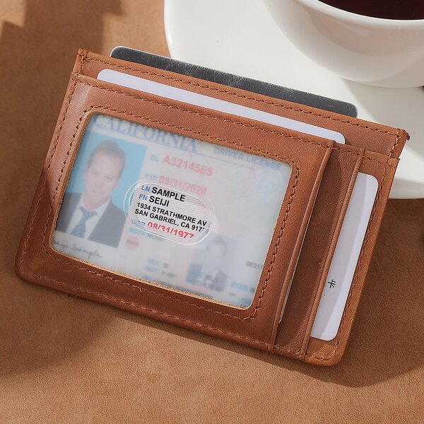 Leather ID Card Holder Manufacturer - Rfid Blocking Genuine Full Grain Thin Credit