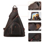 Leather Sling Chest BackPack Supplier - Tiding Factory Direct Sale Mens Crazy Horse