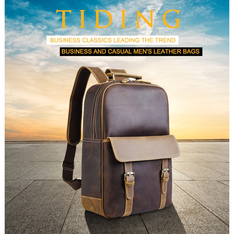Leather Backpack Manufacturer - Tiding Vintage Style High Quality Full Grain Top