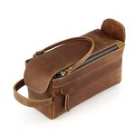 Leather Cosmetic Bag Supplier - Genuine Travel Toiletry Large Capacity Makeup