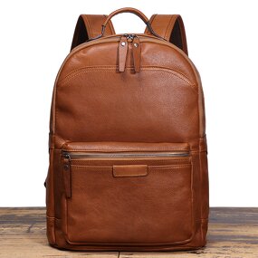 Leather Backpack Supplier - Hot Selling Brown Full Grain for Student Laptop