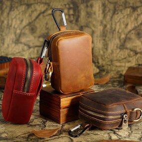 Leather Zip Pouch Supplier - OEM ODM Custom Design Real Cow Genuine Full Grain